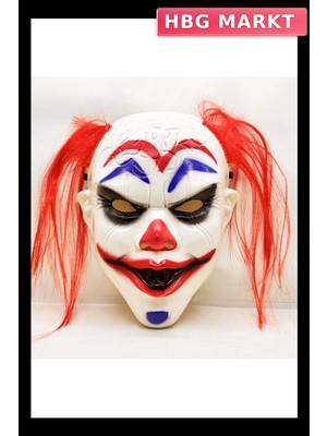 HBG Markt Mey Ithalat® Kızıl Saçlı Joker Palyaço Maskesi