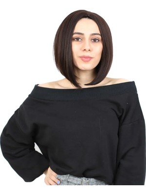 Melonika Kahkülsüz Düz Kısa Fiber Sen Peruk / Koyu Kahve