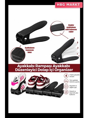 HBG Markt 6 Adet Siyah Plastik Ayakkabı Rampası 12X25 cm