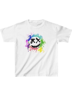 Tarz Yeri Unisex Çocuk Baskılı T-Shirt - Beyaz