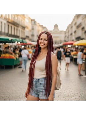 Melonika Afrika Örgüsü ve Rasta Için Sen  / Koyu Kızıl