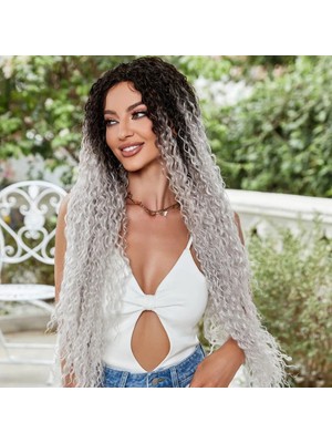 Melonika Afro Daa Fiber Sen Tül Peruk / Siyah / Gri Ombreli