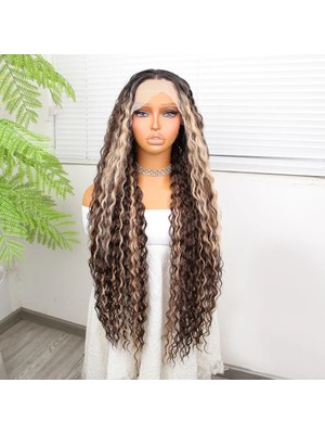 Melonika Afro Daa Doğal  Kahve Ombreli Işıltılı Fiber Sen Tül Peruk