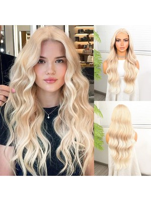 Melonika Açık Rus Kumralı Beyaz Platin Ombre Fiber Sen Tül Peruk