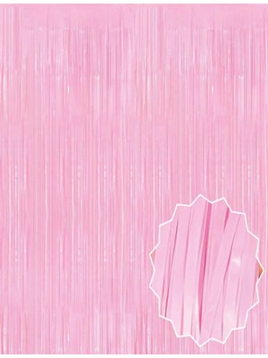 Melonika Soft Pembe Püsküllü Kapı Perdesi - Parti, Baby Shower, Cinsiyet Partisi 1x2 M