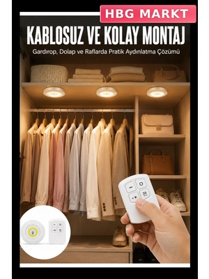 HBG Markt Uzaktan Kumandalı 3'lü Ayarlanabilir Spot LED Işık