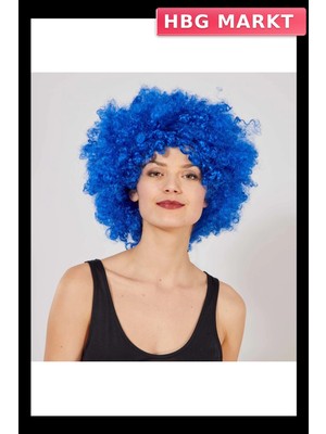 HBG Markt Mey Ithalat® Mavi Renk Kıvırcık Afro Bonus Peruk
