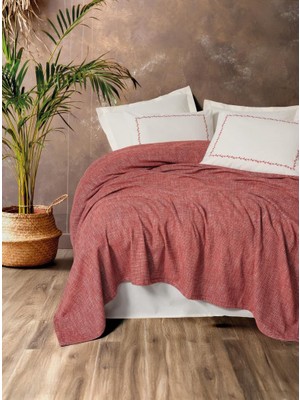 Melonika Embrova Şönil Çift Kişilik Yatak Örtüsü/pike Takımı Loom Bordo