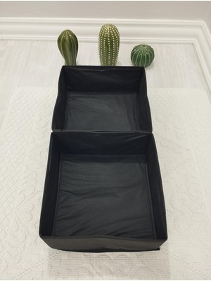 Asitan 2'li Siyah Çekmece Içi Düzenleyici Organizer Set - Çok Amaçlı Dolap Içi Kutu Seti (28 * 28