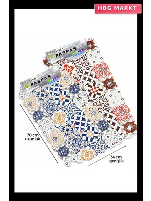 HBG Markt Dikdörtgen Desenli 70 x 34 cm Su Emici - Sihirli Kaydırmaz Banyo - Küvet Paspas (5647)