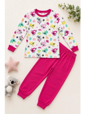 Tarz Yeri Kız Çocuk Premium Penye Koala Desenli Uzun Kollu Pijama Takımı 2-11 Yaş - Fuşya