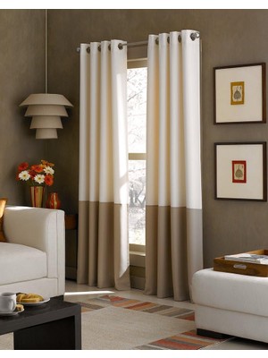 Asitan Kendall Color Blok Perde, Halkalı, 241 Cm, Fildişi Rengi