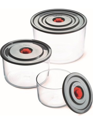 Asitan Yuvarlak 3'lü Borosilikat Cam Saklama Kabı Seti, 0.35 L + 1.00 L + 2.00 L, Sızdırmaz Kapak, Mikr