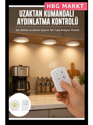 HBG Markt Uzaktan Kumandalı LED Ampul Seti Taşınabilir ve Çok Yönlü
