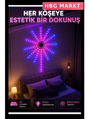HBG Markt Rgb Fireworks LED Duvar Aydınlatması Telefon Kontrollü Dekor
