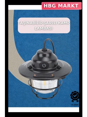 HBG Markt Mey Ithalat® Dış Mekan Için Şık LED Fener – 4400MAH Pil, Ipx4 Su Geçirmez, Asılabilir