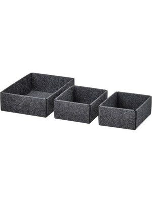 Asitan 3 Adet Kutu Seti, Gri, Çekmece Içi Düzenleme Organizer, 10 x 15 cm