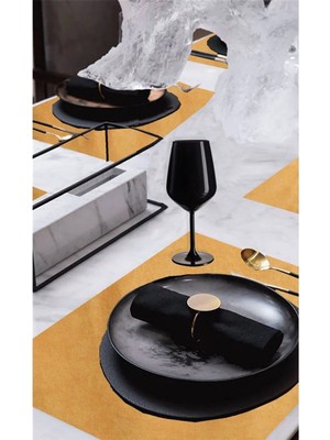 Goccia Home 6'lı Kadife Dokulu Servis Peçetesi Sarı
