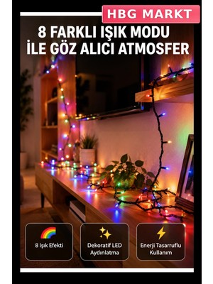 HBG Markt Şeffaf Kablo Dekoratif LED Işık 5m 50 Ampul Peri Aydınlatma