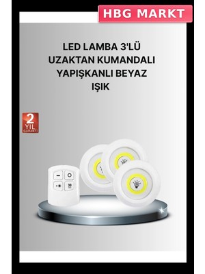 HBG Markt Mey Ithalat® Dekoratif ve Pratik 3’lü Kumandalı Spot LED Aydınlatma