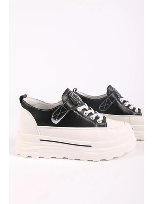 Guja Kadın Hakiki Deri Dolgu Taban Gizli Topuklu Sneaker Siyah