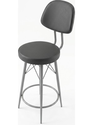 Kalafika  Has Kobalt Bar Sandalyesi Antrasit Deri - 65 cm , 90 ile 100 cm Arası Olan Ada & Masalara Uygundur