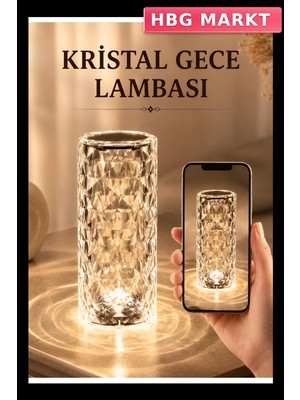 HBG Markt Kristal Rgb LED Kumandalı Masa ve Gece Lambası