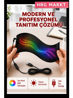 HBG Markt USB Bağlantılı Rgb Kayan Yazılı LED Reklam Panosu Esnek