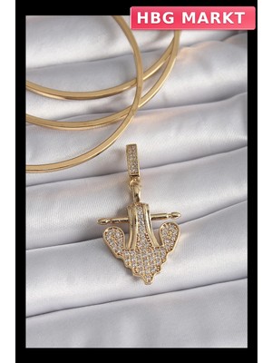 HBG Markt Mey Ithalat® Pirinç Gold Renk Zirkon Taşlı Çapa Model Ajda Charm