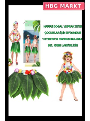 HBG Markt Mey Ithalat® Tropikal Esintili Hawaii Yapraklı Parti Eteği Çocuk Boy