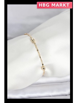 HBG Markt Mey Ithalat® cm 14K Gold Renk Damla Topçuk Model Kadın Bileklik