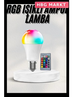 HBG Markt Mey Ithalat® Akıllı Rgb LED Ampul LED Uzaktan Kumandalı Renk Değiştiren Ampul