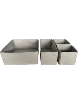 Asitan 4'lü Gri Çekmece Içi Düzenleyici Organizer Set - Çok Amaçlı Dolap Içi Kutu Seti
