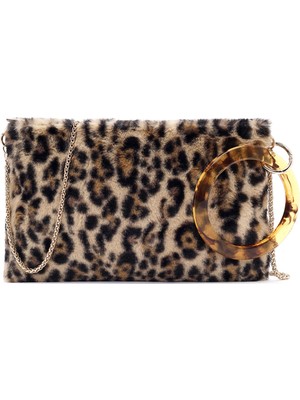 Derimod Kadın Leopar Zincir Askılı Peluş Portföy Çanta WB57000657
