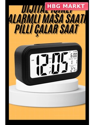 HBG Markt Mey Ithalat® Dijital Masa Saati Takvim Çalar Saat Alarmlı Işıklı LED Ekran Pilli