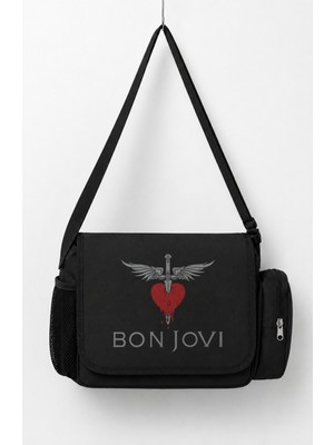 Fuddy Moda Unisex Rock Band Bon Jovi Baskılı Postacı Çantası