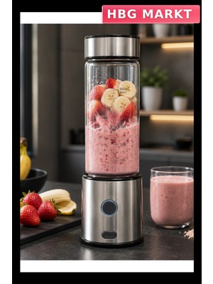 HBG Markt USB Type-C Şarjlı Çift Hazneli Cam Blender