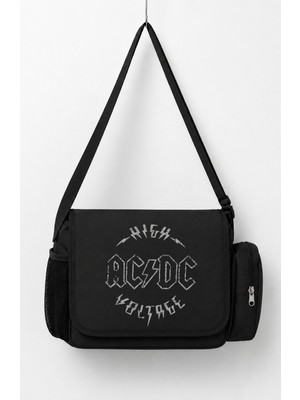 Fuddy Moda Unisex Rock Band Ac Dc High Voltage Baskılı Postacı Çantası