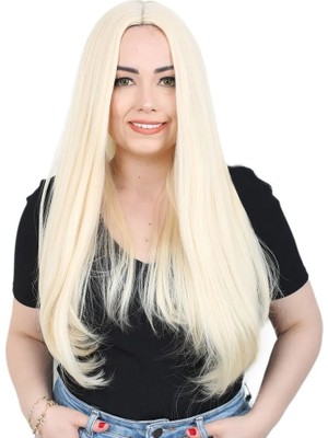 Melonika Fiber Sen Uzun Düz Peruk / Platin