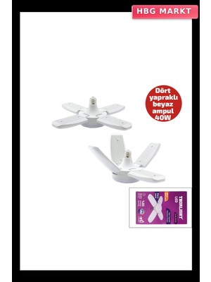 HBG Markt 1+4 Kollu Yapraklı Pervane Modeli Papatya Beyaz LED Lamba 40W E27