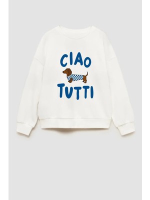 Monila Erkek Çocuk 3 Iplik Kumaş Köpek Baskılı Pamuklu Sweatshirt