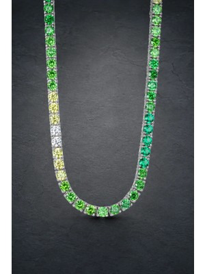 Bereka Jewelry 925 Ayar Gümüş Yeşil Ombre Su Yolu Kolye - Verdant Line