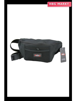HBG Markt Freebek Bel Çantası 3 Fermuarlı Bölme 1 Fileli Açık Bölme 10X11.5X25CM