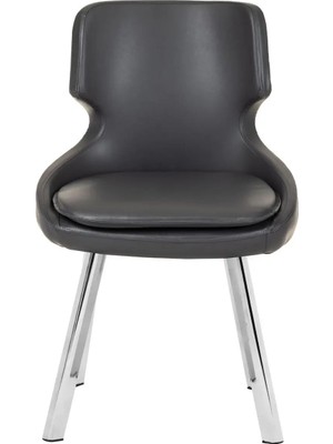 Moontime Alaçatı Krom Metal Ayaklı Salon/mutfak Sandalyesi Selekulak (Deri)