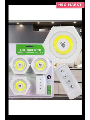 HBG Markt Uzaktan Kumandalı LED Işık Altıgen 3'lü Set