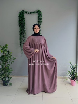 Yüsra Collection Menekşe Balon Kol Elbise