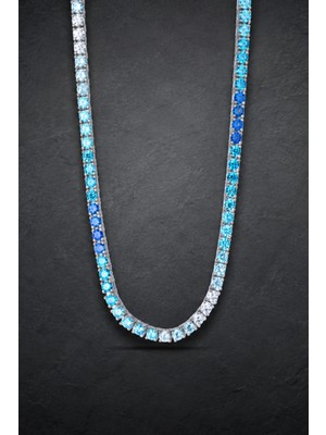 Bereka Jewelry 925 Ayar Gümüş Mavi Ombre Su Yolu Kolye - Azure Line