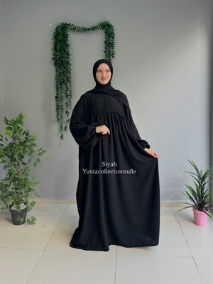 Yüsra Collection Menekşe Balon Kol Elbise