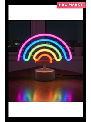 HBG Markt Plastik Gökkuşağı Neon LED Işık Dekoratif Renkli Masaüstü ve Ambiyans Aydın