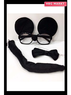 HBG Markt Mickey Mouse Gözlüğü Papyonu Kuyruğu Seti